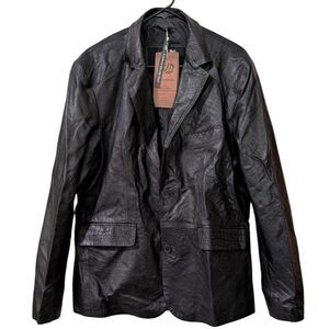 jilD New Leatherlnn Black Crocodile Print Leather Jacket Men's L NWT